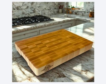 Handgefertigtes professionelles Schneidebrett aus Ahornholz - 2 Zoll dicker Butcher Block - Hochleistungshackblock aus Holz - Profikoch