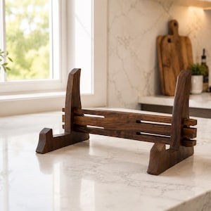 Large Solid Wood Cutting Board Stand | Handmade Hardwood Display Stand | Butcher Block Holder | Kitchen Counter Organizer | Made in USA