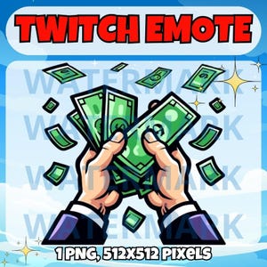 Rich meme twitch emote - funny emote for Twitch Discord Youtube Kick Streams - Funny money emote - Throwing money rich meme emote graphic