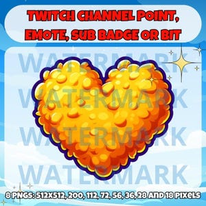 Herz Hühnernugget Twitch Emote, Kanalpunkte, Subbadge oder Bitgrafik - süßer Herz Nugget Emote für Twitch Discord Youtube Tiktok