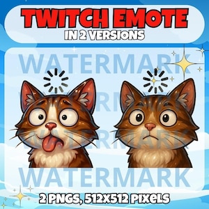 Emote de gato divertido para Twitch - Emote lindo para Twitch Discord Youtube Kick Tiktok Stream - Emote de gato tonto con señal de carga - Versión 2 del emote