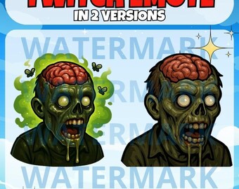 Zombie twitch emote - cute emote for Twitch Discord Youtube Kick Tiktok Stream - rotting zombie emote - 2 versions of brain rot zombie emote