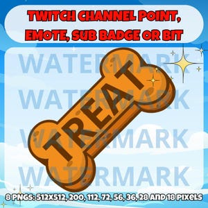 Bone shaped pet treat twitch emote, channel points, sub badge or bit graphics - cute pet treat emote for Twitch Discord Youtube Kick Streams