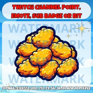 Hühnernuggets Twitch Emote, Kanalpunkte, Subbadge oder Bitgrafik - süßes Hühnernugget Emote für Twitch Discord Youtube Tiktok Stream