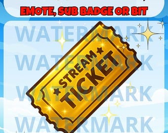 Stream ticket twitch emote, channel points, sub badge or bit graphics - funny ticket emote for Twitch Discord Youtube Tiktok stream points