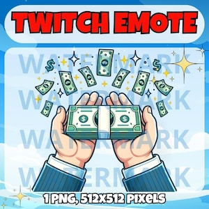 Rich meme twitch emote - funny emote for Twitch Discord Youtube Kick Streams - Funny money emote - Throwing money rich meme emote graphic
