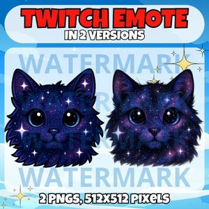 Galaxy cat twitch emote - cute emote for Twitch Discord Youtube Kick Tiktok Stream - kawaii cat emote with starry sky - 2 versions of emote