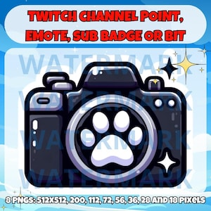Pet cam twitch emote, channel points, sub badge or bit graphics - cute pet emote for Twitch Discord Youtube Kick Streams - dog or cat camera