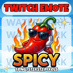 Spicy twitch emote - funny emote for Twitch Discord Youtube Kick Stream - Funny spicy emote - cool spicy chilli meme stream emote design