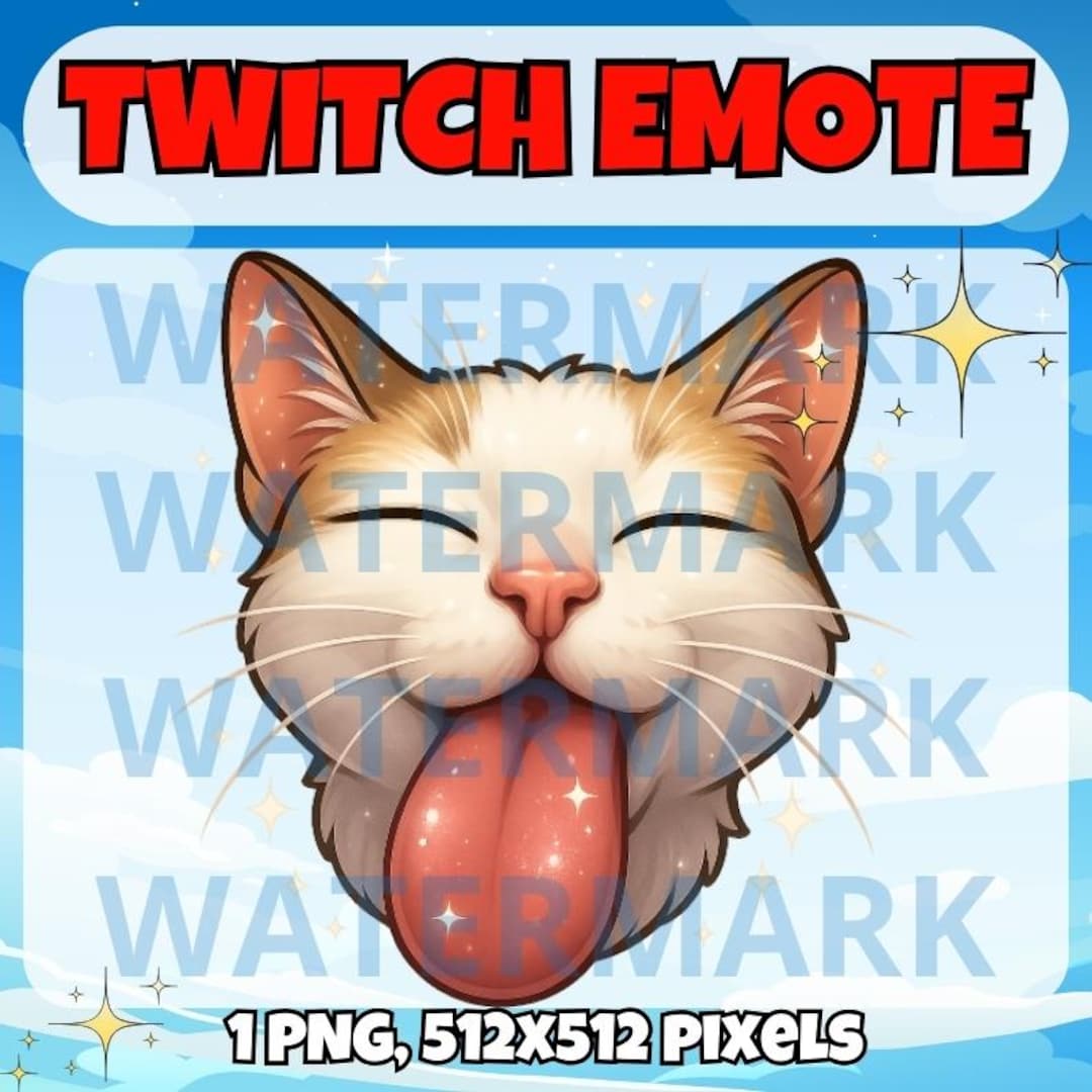 Gato lambendo a tela emote do Twitch - emote fofo para Twitch Discord ...