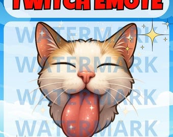 Cat licking screen twitch emote - cute emote for Twitch Discord Youtube Kick Stream - cute kitten emote  Kawaii cat kissing the screen emote
