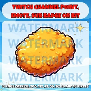 Hühnernugget Twitch Emote, Kanalpunkte, Subbadge oder Bitgrafik - süßes Hühnernugget Emote für Twitch Discord Youtube Tiktok Stream