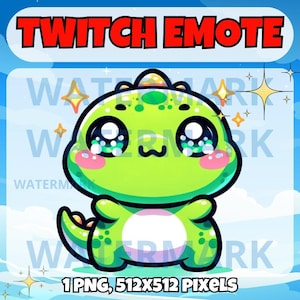 Green dragon twitch emote - cute emote for Twitch Discord Youtube Kick Streams - chibi green dragon emote - kawaii green dragon twitch emote