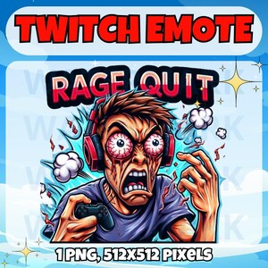 Rage twitch emote - funny emote for Twitch Discord Youtube Kick Streams - Funny rage emote - funny raging gamer joke meme emote graphic