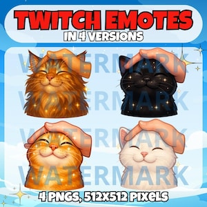 Lindo gesto de gato en la cabeza para Twitch: gesto divertido para Twitch, Discord, Youtube, Kick, Tiktok Stream: gesto divertido de gato: gesto kawaii en 4 versiones