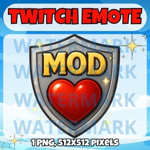 Mod love twitch emote - funny emote for Twitch Discord Youtube Tiktok Stream - Funny mod love emote - mod love heart joke meme emote graphic