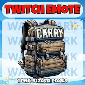 Carry twitch emote - funny emote for Twitch Discord Youtube Kick Streams - Funny good player emote - Soldier backpack carry meme emote