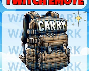 Carry twitch Emote - lustiges Emote für Twitch Discord Youtube Kick Streams - Lustiges guter Spieler Emote - Soldat Rucksack tragen meme Emote