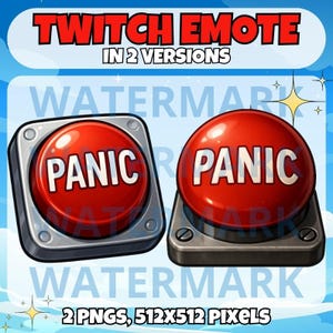 Panic button twitch emote - funny emote for Twitch Discord Youtube Kick Tiktok Stream - panic meme emote - 2 versions of panic button emotes