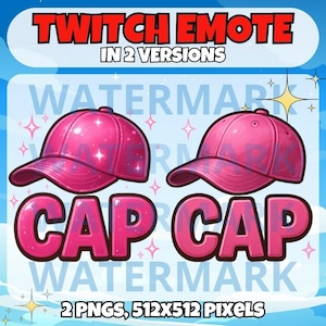 Pink cap twitch emote - funny emote for Twitch Discord Youtube Kick Tiktok Stream - girly cap emote - 2 versions of kawaii pink caps emotes
