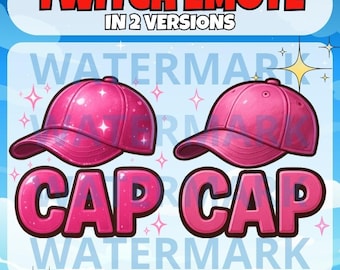 Pink cap twitch emote - funny emote for Twitch Discord Youtube Kick Tiktok Stream - girly cap emote - 2 versions of kawaii pink caps emotes