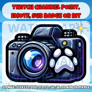 Pet cam twitch emote, channel points, sub badge or bit graphics - cute pet emote for Twitch Discord Youtube Kick Streams - dog or cat camera
