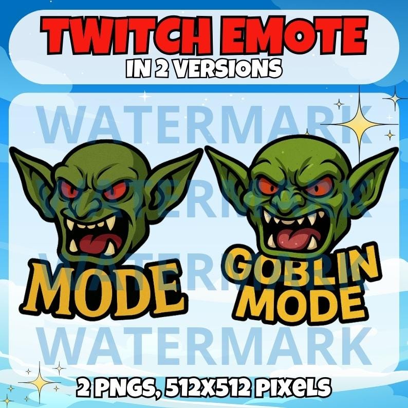 Goblin Mode Twitch Emote - lustiges Emote für Twitch Discord Youtube Kick Tiktok Streams - lustiges Goblin Mode Emote - lustiges Meme Stream Design