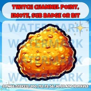 Hühnernugget Twitch Emote, Kanalpunkte, Subbadge oder Bitgrafik - süßes Hühnernugget Emote für Twitch Discord Youtube Tiktok Stream