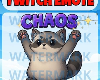 Racoon chaos twitch emote - cute emote for Twitch Discord Youtube Tiktok Stream - chaos racoon emote - kawaii racoon chaos emote graphic