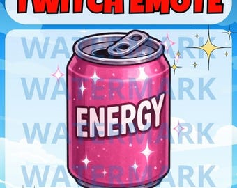 Pink energy drink twitch emote, channel points, sub badge or bit graphic - cute energy drink emote for Twitch Discord Youtube Tiktok Stream