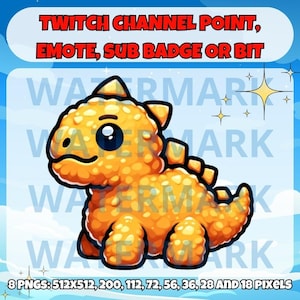 Dino Hühnernugget Twitch Emote, Kanalpunkte, Subbadge oder Bitgrafik - süßes Hühnernugget Emote für Twitch Discord Youtube Tiktok