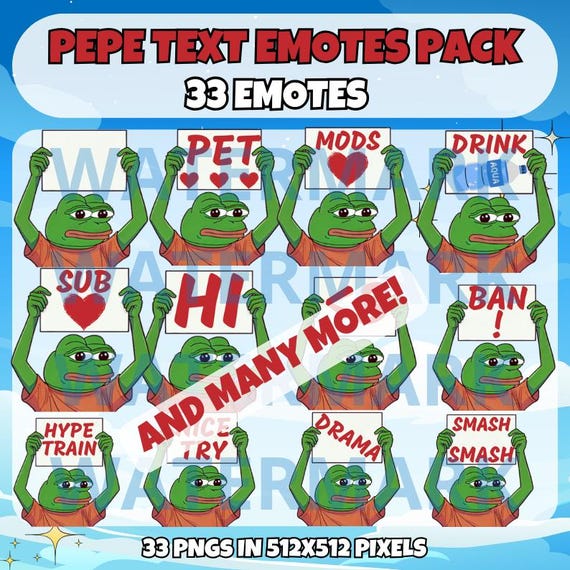 Pepe Twitch Text Emote Mega Pack With 33 Versions - Pepe the Frog