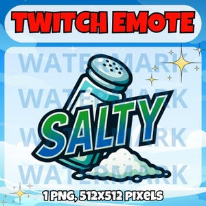SALTY meme twitch emote - funny emote for Twitch Discord Youtube Tiktok Streams - Salty emote - funny salty meme emote design for streamers