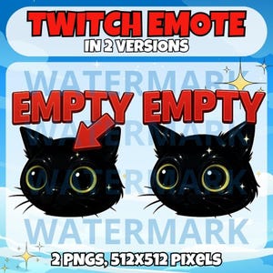 Dumb cat twitch emote - funny emote for Twitch Discord Youtube Tiktok Stream - Cute black cat emote - empty headed cat portrait funny emotes