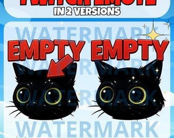 Dumb cat twitch emote - funny emote for Twitch Discord Youtube Tiktok Stream - Cute black cat emote - empty headed cat portrait funny emotes