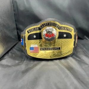 NWA Domed Globe World Heavyweight Championship Title Belt, ADULT Size Brass 2MM 4mm / Christmas Gift, Adult Belts, Gift For Him, Gift