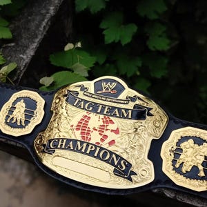 RAW TAG TEAM Championship Adult Brass Metal Replica Belt, Adult Size Belt , Gift For Him, Gift for Son, Birthday Gift