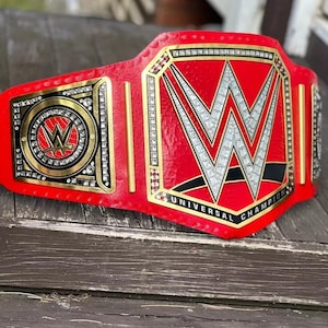 World Heavyweight Championship Replica Tittle Brass Red Belt  Adult Size 2MM/4MM, Adult Belt, Gift For Father, Gift, Gift For Him