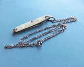 Vintage Pocket Knife Necklace, One Blade Pocket Knife, Faux Mother of Pearl, 30 quot Chain, Gentlemans Pen Knife, Made in the U.S.A.