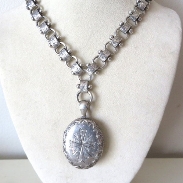 Victorian Sterling Silver Book Chain Necklace