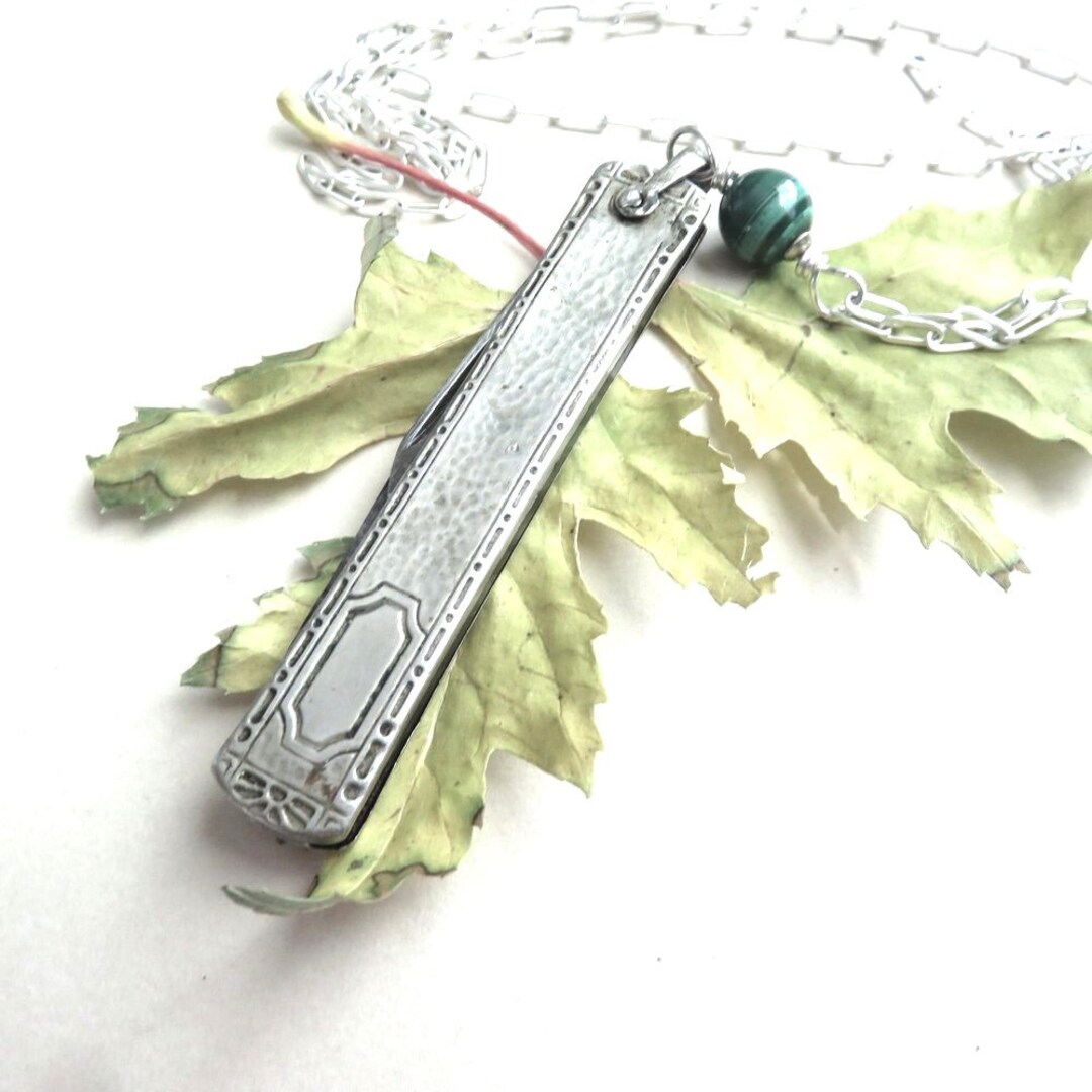 Vintage Knife Necklace, Knife Pendant W/ Malachite - Etsy