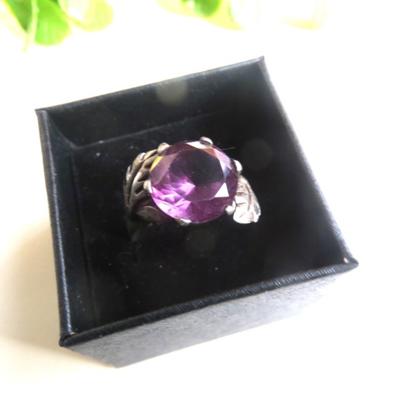 Sterling Ring, Sterling Vintage Mexican Silver Lab Alexandrite, Eagle 3