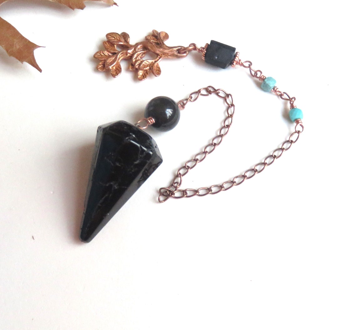 Black Tourmaline Pendulum, Solid Copper Chain - Etsy