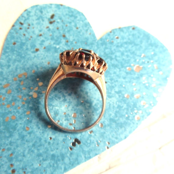 Antique 14k Rose Gold Garnet Ring - image 9
