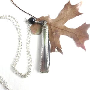 Antique Pocket Knife Necklace w/ a  Sterling Chain, Black Tourmaline Bead