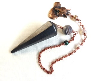 Hematite Pendulum, Solid Copper Chain