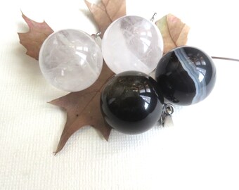 Quartz Orb Pendant, Obsidian Orb Pendant, Agate Orb Pendant