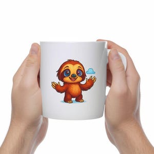 Taza de perezoso lindo | Diseño de animal de dibujos animados, taza de café de cerámica divertida, regalo relajante para amantes de los pere