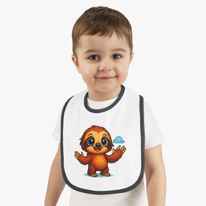 Cute Sloth Baby Bib, Adorable Infant Feeding Bib, Toddler Art Bib, Funny Baby Gift, Baby Shower Present, Everyday Bib for Kids