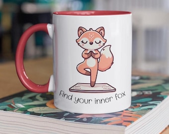 Hermoso Mug con animales en diferentes poses de yoga y divertidas frases para amantes del yoga, los animales Fitness Mindfulness 11 oz 15 oz